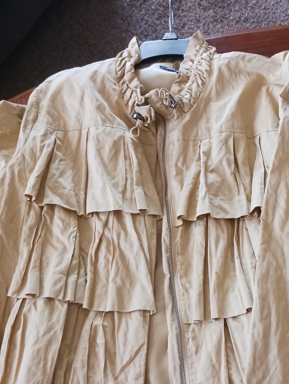 Women's Ruffle Front Lightweight Jacket - Yellow